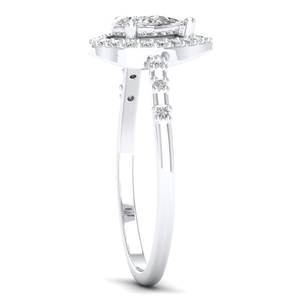 แหวนเงินแท้ 925 REYES ประดับเพชรโมอิสซาไนต์ทรงลูกแพร์ 0.61 กะรัต ดีไซน์วงแหวนล้อมเพชร สำหรับผู้หญิง ของขวัญวันครบรอบที่สมบูรณ์แบบสำหรับเธอ - Product Image 3