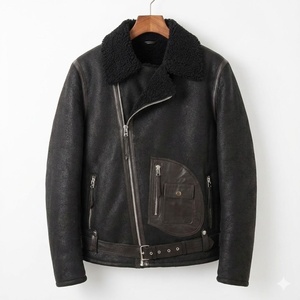 New 2026 Wholesale Men <b>Fur</b> <b>Lined</b> Leather <b>Jacket</b> Winter Motorcycle Style Fashion & Streetwear <b>Fur</b> Men Leather <b>Jacket</b> - Product Image 1