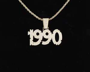 จี้หมายเลข 1990 ประดับมอสซาไนต์ เงินชุบโรเดียม สไตล์ฮิปฮอป เหมาะสำหรับทุกเพศ ใช้ได้ทุกวันและในงานปาร์ตี้ - Product Image 1