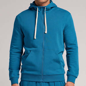 Sweat à capuche zippé en coton biologique pour homme – Veste de sport personnalisée en molleton avec fermeture éclair intégrale - Product Image 1