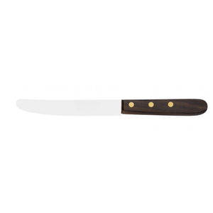 Cuchillos Clásicos para Carne con Mango de Madera Oscura, Hoja de Acero Dentada con Punta Redondeada y Remaches de Latón para Restaurantes y Corte de Carne - Product Image 2