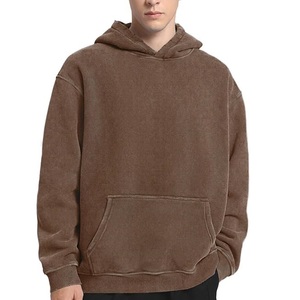 Vintage Streetwear Acid Wash Oversized Hoodie Soft Cotton Heavyweight Pullover Hooded <b>Sweatshirt</b> Custom Logo Embroidered Hoodie - Product Image 3