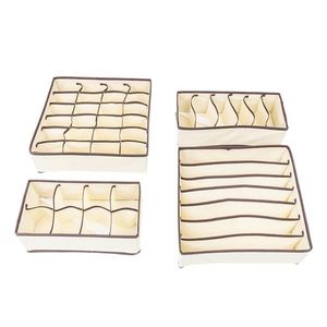 4pcs Beige Non-Woven Fabric <b>Storage</b> <b>Boxes</b> <b>Drawer</b> Organizers - Product Image 5