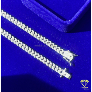 สร้อยคอเงินแท้ 925 ประดับเพชรโมอิสซาไนต์ ดีไซน์หรูหราแบบ Cuban Link สำหรับร้านขายเครื่องประดับและผู้ค้าส่ง - Product Image 5