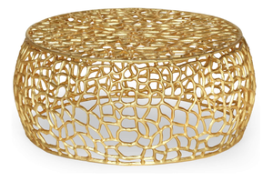 Mesa de centro de aluminio para sala de estar de diseño de lujo, con marco dorado y superficie metálica dorada, mesa auxiliar para sofá, muebles en oferta. - Product Image 3