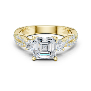 แหวนเพชรทรง Asscher แบบฝังหนามเตย ดีไซน์เนอร์ออกแบบ ทองคำแท้ 14K ได้รับการรับรองจาก GRA เหมาะสำหรับเป็นของขวัญในงานปาร์ตี้-วันครบรอบ - Product Image 1
