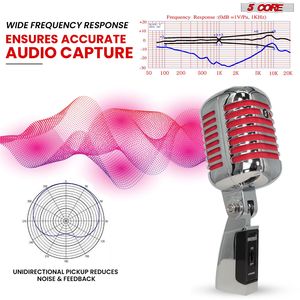 Microfono Professionale Vintage Dinamico Supercardioide XLR, Modello Retrò Unidirezionale per Registrazione in Studio e Performance dal Vivo - Product Image 2