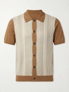 Men's 180GSM Knitted Striped <b>Polo</b> <b>Shirt</b> Short Sleeve Cotton Breathable Button Up <b>Vintage</b> Business Casual Summer Top Washable - Product Image 5