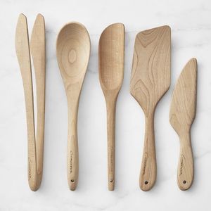 Natural Wooden Salad <b>Servers</b> & Spoons Set Eco-Friendly Dishwasher Safe Kitchen Utensils - Product Image 2