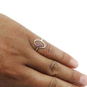 แหวนเงินแท้ 925 ดีไซน์สวยงาม ประดับด้วยพลอยทับทิมทรงมาร์คีส์ ออกแบบเองได้ สไตล์โบฮีเมียน สำหรับสาวๆ - Product Image 3