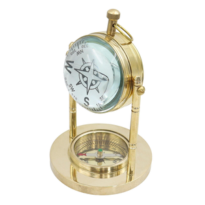 Horloge de bureau nautique en laiton antique de qualité supérieure avec boussole, horloge maritime vintage, horloge décorative de table pour cadeau et décoration de la maison - Product Image 6