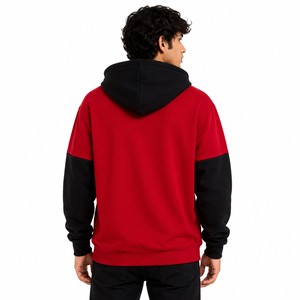 Sweat-shirts à capuche bicolores épais, personnalisables avec broderie, en molleton de coton, vêtements streetwear, fabrication OEM, fournisseur en gros - Product Image 4