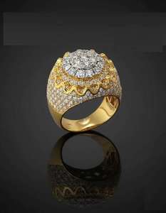 Premium Hip Hop Iced Out Diamond Style Ring 925 Sterling <b>Silver</b> or 10K 14K Gold Finish Luxury <b>Crown</b> Cluster Ring for Party - Product Image 1