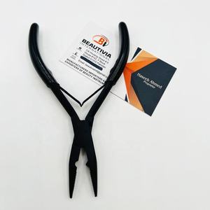 Vente chaude Noir Mat Micro Perles Presse Pince Logo Personnalisé Outils D'extension De Cheveux En Acier Durable Pince À Cheveux À Maintien Fort - Product Image 5