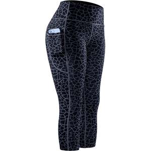 High Waist Paisley Print <b>Capri</b> <b>Leggings</b> with Pockets Stretch Knitted <b>Women's</b> Bohemian Tummy Control Shapewear All Seasons - Product Image 1