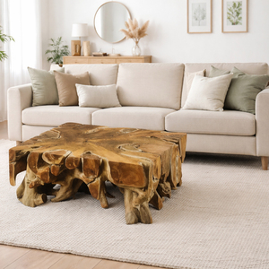 High Quality Teak Root Natural Rustic Wholesale Ditya <b>Square</b> Coffee Table Wooden Living Room Furniture Unique Organic Design - Product Image 6