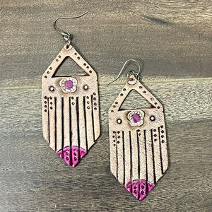 Fashion Jewelry Wholesale Hand Tooled Leather <b>Long</b> Drop <b>Earrings</b> Genuine Leather Cute Trendy <b>Earring</b> <b>for</b> <b>Women's</b> Western Jewelry - Product Image 4