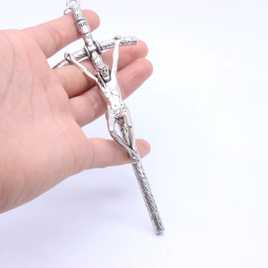 Croix souvenir 14*5cm, icône de Jésus, art moderne, alliage de zinc plaqué argent antique, artisanat métallique fait main, écologique - Product Image 2