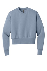 Sweat-shirt court personnalisé pour femme avec logo, bleu délavé uni, col rond, coupe ample, streetwear de haute qualité, vente en gros - Product Image 6