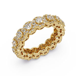 Anillo de Eternidad con Halo de Oro de 14K, Estilo Art Deco, con Diamante Cultivado en Laboratorio de Corte Brillante Redondo, Anillo de Compromiso y Matrimonio para Mujer - Product Image 3