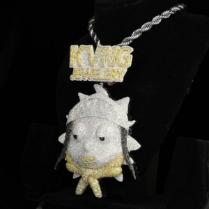 Colgante de Pez de Dibujos Animados con Incrustaciones de Moissanita, Plata 925, Bañado en Oro de 18K, Estilo Hiphop, Personalizado con Nombre/Letra, Bicolor, para Regalo de Cumpleaños - Product Image 5