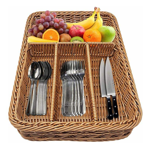 Bandeja de ratán personalizada para el hogar, para té, pasteles, repostería y alimentos, cesta de mimbre de bambú tejida a mano para almacenamiento en la cocina. - Product Image 3