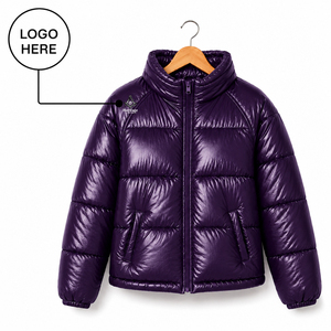 Veste unisexe Hiver Violette à col montant et fermeture éclair, manches longues, couleur unie, logo sur la manche gauche, style Régalia Maçonnique Héritage - Product Image 1