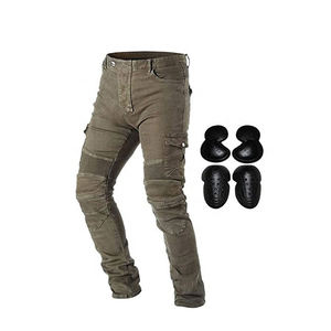 Pantalon en jean pour homme de haute qualité, respirant, délavé, tissé, style streetwear, pour la course moto, avec protection en Kevlar et bouton en cristal - Product Image 3