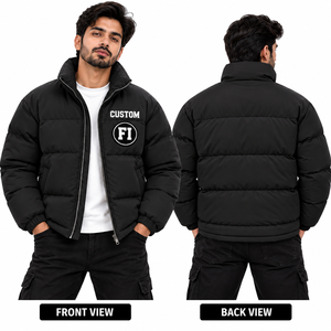 Custom <b>Men's</b> Puffer <b>Jackets</b> With Patch Design Windproof Winter Outerwear Wholesale Quilted Padded Coat Streetwear Supplier USA - Product Image 3