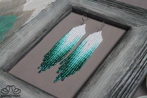 ต่างหูประดับลูกปัดแก้วสีฟ้าครามทันสมัยและพู่ห้อยระย้า ของขวัญเครื่องประดับสุดพิเศษสำหรับผู้หญิง โดย MS Handicraft - Product Image 4