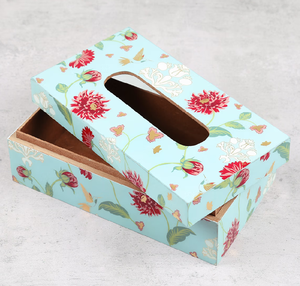 Square Shape Floral Printed Wooden <b>Tissue</b> Box Hotel Cafe canteen Countertop Decorative <b>Tissue</b> <b>Paper</b> Holder - Product Image 6