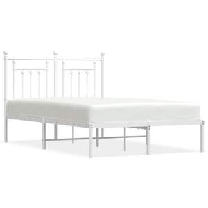 White Powder-Coated Steel Full Bed Frame Rectangular Metal Bed - Product Image 2