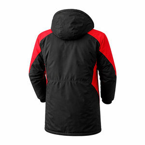 OEM Swim Parka <b>Jacket</b> Black Red Waterproof Hooded <b>Long</b> Coat with Inner Fleece Lining Custom Logo <b>Winter</b> Swimming Team <b>Jacket</b> - Product Image 4