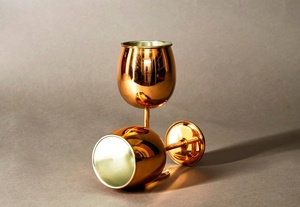 copper <b>goblet</b> soft finish copper <b>wine</b> glass elegant brushed copper <b>goblet</b> modern brushed copper glass thick wall copper <b>wine</b> - Product Image 3