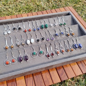 Wholesale Brass Mixed Gemstone <b>Dangle</b> <b>Earrings</b> Women's Classic Party Fashion Silver/<b>Gold</b> Plated Bulk Supplier Boutiques - Product Image 5