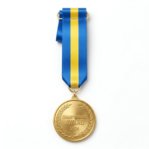 Cinta de Raso Satinada de 25 mm con Franja Central Azul y Amarilla al por Mayor para Envoltura de Regalos, Arreglos Florales, Embalaje Decorativo y Suministros para Manualidades - Product Image 3