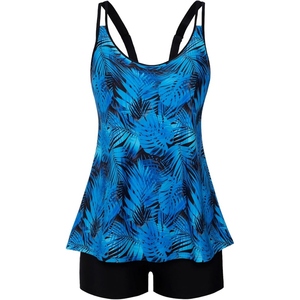 Robe de bain pour femme avec short intégré, maillot de bain tankini tendance pour les vacances et les journées à la piscine - Product Image 1