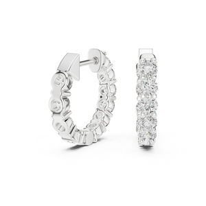 Boucles d'oreilles en or blanc 14 carats avec diamants de laboratoire ronds pour femmes |   Vêtements de soirée |   Nouveau diamant cultivé - Product Image 2