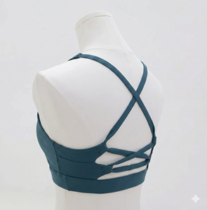 High Neck Sports Bra Criss <b>Cross</b> Back Gym Yoga <b>Top</b> Strappy Hollow Out Fitness Crop <b>Top</b> Athletic Wear Women Brassiere - Product Image 3