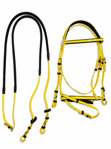 Bridon d'équitation professionnel avec rênes |   Ensemble de rênes et de bridons pour chevaux en cuir synthétique durable, pour l'entraînement et la compétition - Product Image 4