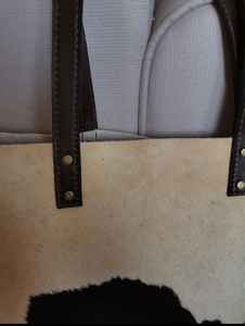 Sac fourre-tout en cuir véritable de vache à poils, personnalisé, vente en gros, avec fermeture éclair, broderie, couleur unie, style vintage, sac à main pour femme LHTB-0017 - Product Image 2