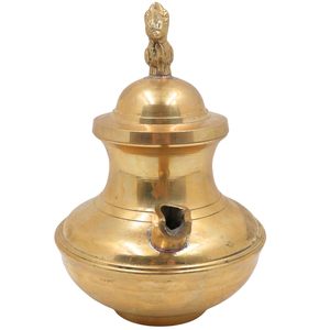 Pot à ghee en laiton artisanal, Panchapatra, récipient de prière traditionnel, Peetal Kalash, conteneur Diya pour les rituels du Mandir et du Temple - Product Image 4