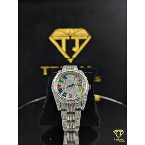 Reloj de Lujo con Diamantes Moissanite VVS con Marcadores de Hora Multicolores de Trisha Jewels Exclusive - Product Image 1