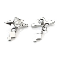 Boucles d'oreilles géométriques en titane G23 pour homme et femme, avec pendentif Cœur Cupidon en zircon, à dos plat, bijoux de fête perforés, vente en gros