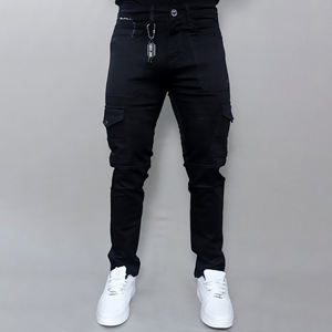 กางเกงยีนส์ผู้ชายดีไซน์ใหม่ทรงสกินนี่ และกางเกงยีนส์ผู้ชายเอวกลางยืดได้สีฟ้าอ่อน - Product Image 1