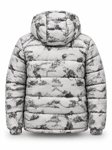 Men's Hooded Puffer <b>Jacket</b> Plain Waterproof Quick Dry Windproof Zipper Closure Polyester Wadding Winter <b>Casual</b> Coat Front Logo - Product Image 3
