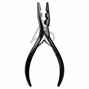 Pince à micro-perles de haute qualité pour extensions de cheveux, logo personnalisé, noir brillant, acier inoxydable de qualité supérieure, deux trous pour perles - Product Image 1