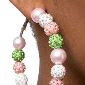 Pendientes de Aro con Bolas de Piedra de 2 Pulgadas en Color Rosa Mixto, Joyería de Moda para Mujer, Pendientes de Aro con Cuentas Coloridas, Accesorio Elegante para Fiestas, Regalo - Product Image 5