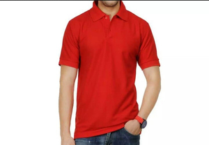 Polo de manga corta con cuello alto, color rojo, alta calidad, 100% algodón, para hombre. - Product Image 5