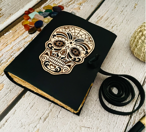 Journal en cuir vintage : Carnet des Ombres Crâne, Papier antique (7x5 pouces) - Product Image 6